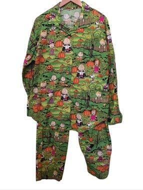 Charlie Brown Great Pumpkin Halloween Handmade Pajama Set Top & Pants OS